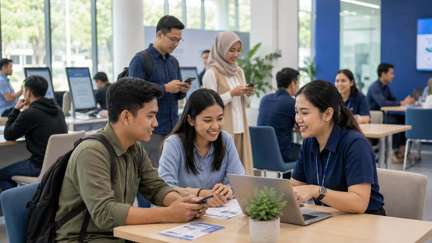 Pencari kerja muda menggunakan layanan digital dengan pendampingan petugas karier